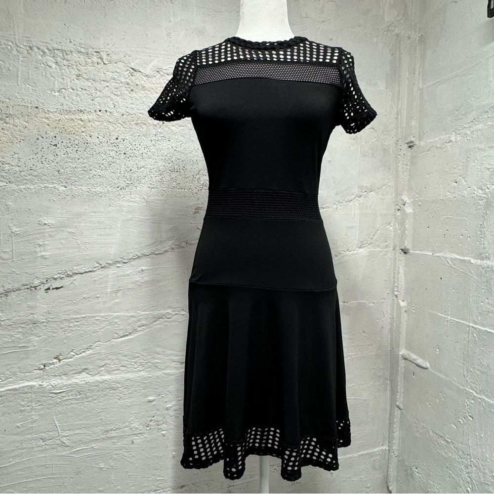 Michael Kors Laser cut out fit and flare basic black dress